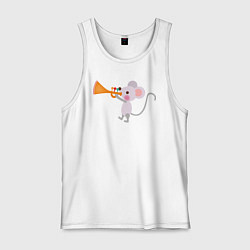 Майка мужская хлопок Мышонок-трубач, цвет: белый