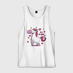 Майка мужская хлопок Girl unicorn, цвет: белый