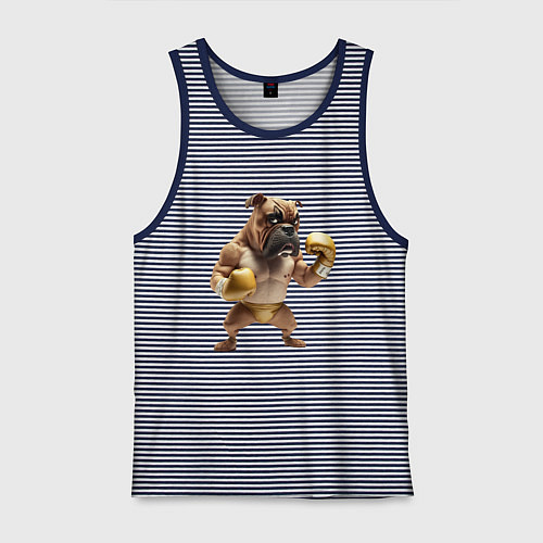 Мужская майка Собака занимается боксом / Синяя тельняшка – фото 1