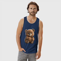 Майка мужская хлопок Большой плюшевый мишка, цвет: тёмно-синий — фото 2