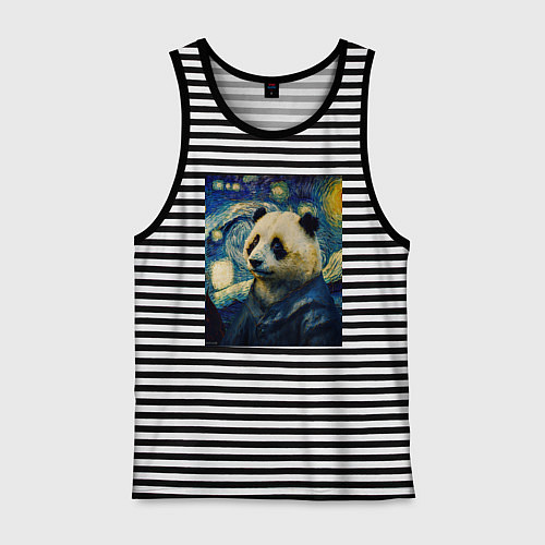 Мужская майка Панда Ван Гога / Черная тельняшка – фото 1