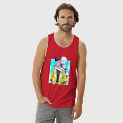 Майка мужская хлопок Дэвид и Люси обнимаются, цвет: красный — фото 2