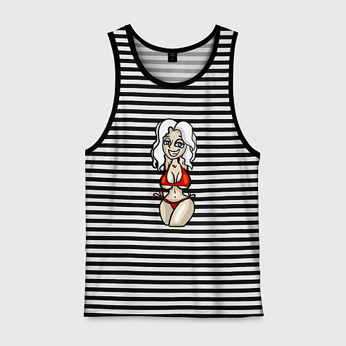 Мужская майка Улыбчивая блондинка / Черная тельняшка – фото 1