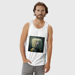 Майка мужская хлопок Человек-квадратная голова, цвет: белый — фото 2