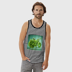 Майка мужская хлопок Зелёное движение, цвет: черная тельняшка — фото 2