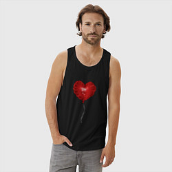 Майка мужская хлопок Красный шарик в виде сердечка, цвет: черный — фото 2