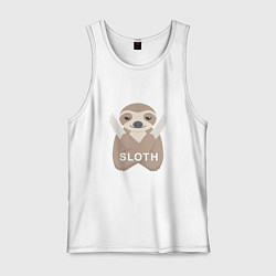 Майка мужская хлопок Sloth, цвет: белый