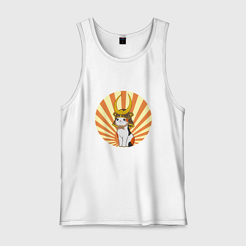 Мужская майка Котик - самурай / Белый – фото 1