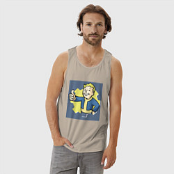 Майка мужская хлопок Волт-Бой с пальцем вверх, цвет: миндальный — фото 2