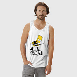 Майка мужская хлопок Sum41 Барт Симпсон рокер, цвет: белый — фото 2