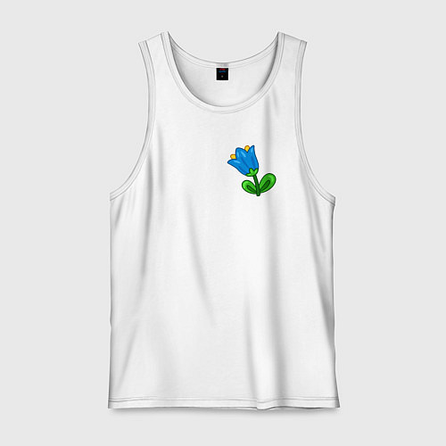 Мужская майка Мультяшный цветок голубой колокольчик / Белый – фото 1