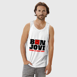 Майка мужская хлопок Bon Jovi band, цвет: белый — фото 2