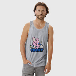 Майка мужская хлопок Cooky BT21 Jungkook, цвет: меланж — фото 2