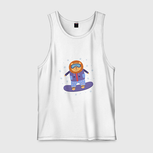 Мужская майка Лев-сноубордист / Белый – фото 1