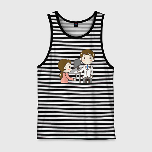 Мужская майка Врач и пациентка / Черная тельняшка – фото 1