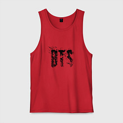 Майка мужская хлопок BTS logo, цвет: красный