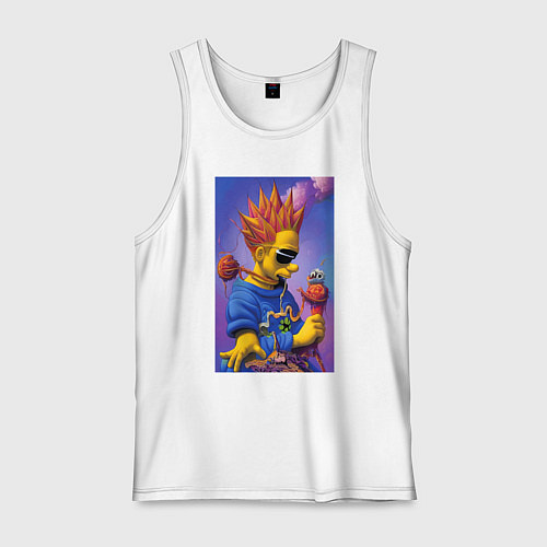 Мужская майка Bart Simpson - нейросеть - сюрреализм / Белый – фото 1
