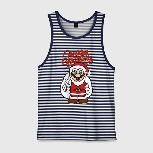Мужская майка Christmas Mario / Синяя тельняшка – фото 1