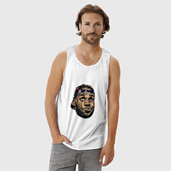 Майка мужская хлопок Lebron face, цвет: белый — фото 2