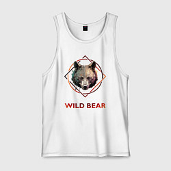 Майка мужская хлопок Медведь в рамке Wild Bear, цвет: белый