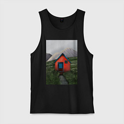 Майка мужская хлопок Дом на горе, цвет: черный