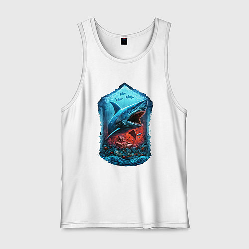 Мужская майка Огромная акула Мегалодон / Белый – фото 1