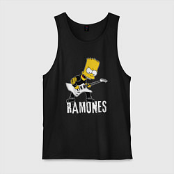 Майка мужская хлопок Ramones Барт Симпсон рокер, цвет: черный