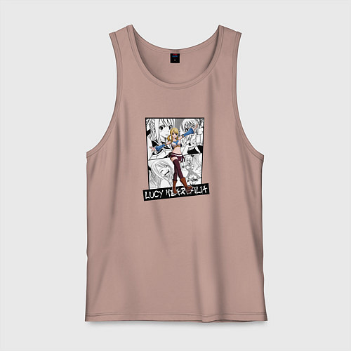 Мужская майка Люси Хартфилия на фоне манги / Пыльно-розовый – фото 1