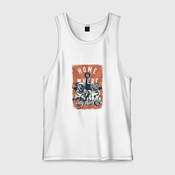 Майка мужская хлопок Home is where my dog is, цвет: белый
