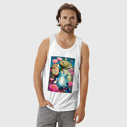 Майка мужская хлопок Мой сосед Тоторо - живописная фантазия - нейросеть, цвет: белый — фото 2