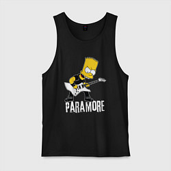 Майка мужская хлопок Paramore Барт Симпсон рокер, цвет: черный