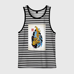 Майка мужская хлопок Рыба акварелью, цвет: черная тельняшка