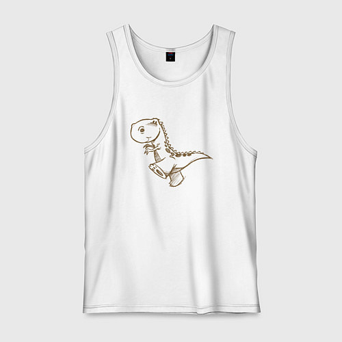 Мужская майка Шагающий рисованный динозавр / Белый – фото 1