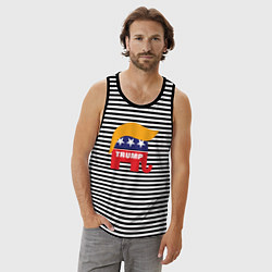 Майка мужская хлопок Trump elephant, цвет: черная тельняшка — фото 2