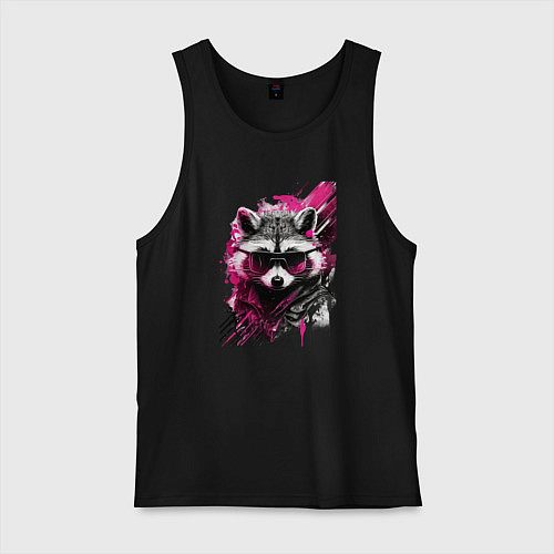 Мужская майка Енот киберпанк / Черный – фото 1