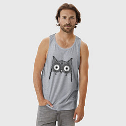 Майка мужская хлопок Глазастая сова, цвет: меланж — фото 2