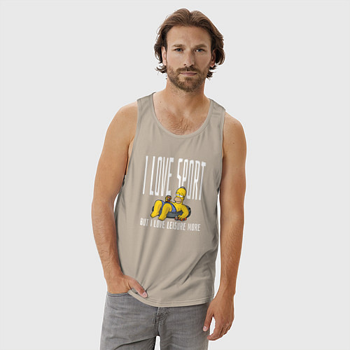 Мужская майка Я люблю спорт, но отдыхать люблю больше / Миндальный – фото 3
