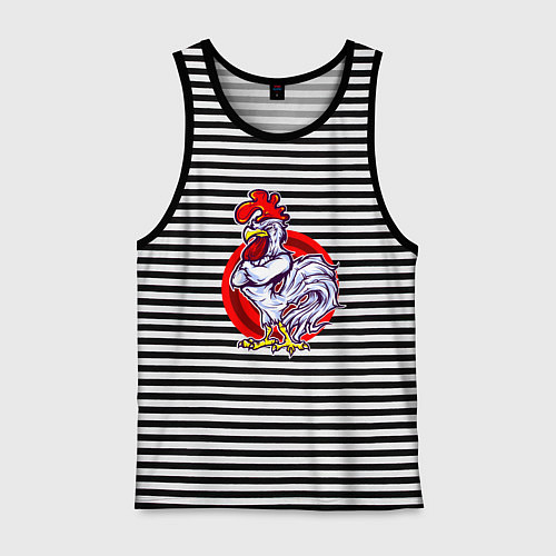 Мужская майка Боевой петух / Черная тельняшка – фото 1