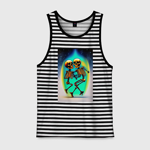 Мужская майка Танцующие скелеты / Черная тельняшка – фото 1