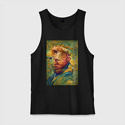 Майка мужская хлопок Abstract Vincent van Gogh - surrealism self-portra, цвет: черный