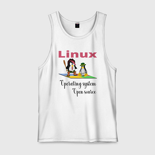 Мужская майка Линукс пингвин система / Белый – фото 1