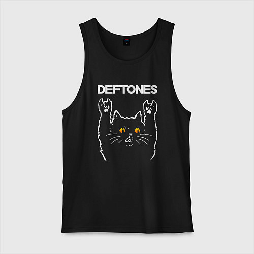 Мужская майка Deftones rock cat / Черный – фото 1