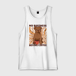 Майка мужская хлопок No business before coffee, цвет: белый