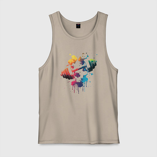 Мужская майка Иллюстрация гантели / Миндальный – фото 1