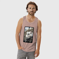 Майка мужская хлопок Санкт-Петербург котик, цвет: пыльно-розовый — фото 2