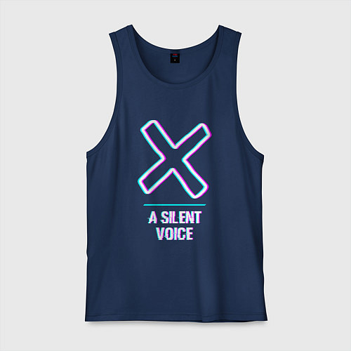 Мужская майка Символ A Silent Voice в стиле glitch / Тёмно-синий – фото 1