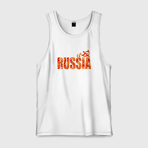 Мужская майка Russia: в стиле хохлома / Белый – фото 1