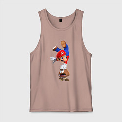 Майка мужская хлопок Марио на грибе, цвет: пыльно-розовый