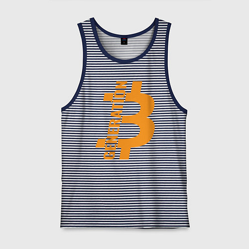 Мужская майка Поколение биткоин / Синяя тельняшка – фото 1