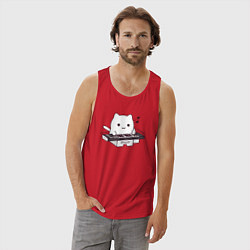 Майка мужская хлопок Аниме Бонго кот, цвет: красный — фото 2
